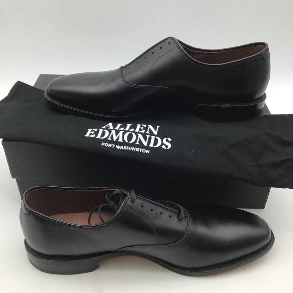 Allen Edmonds Carlyle Size 11 D Black Leather Plain Toe Oxford Dress Shoes NEW